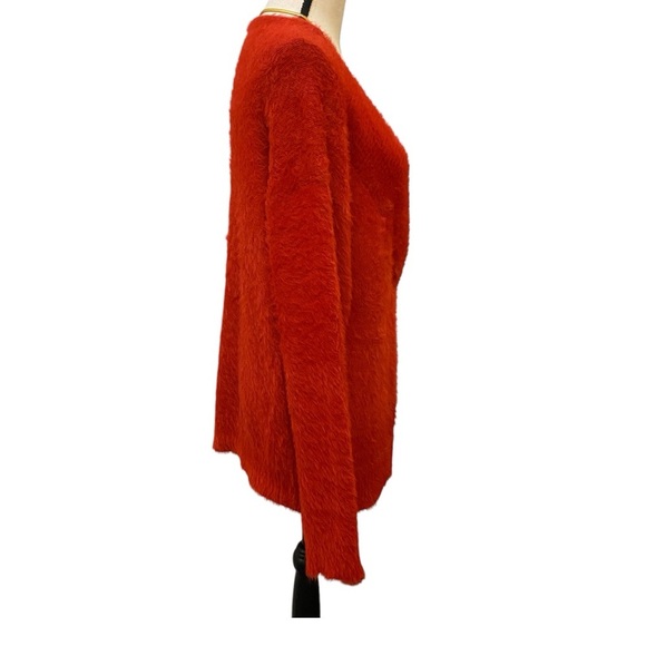 A New Day Red Deep V neck Eyelash Sweater Sz L - Picture 4 of 6